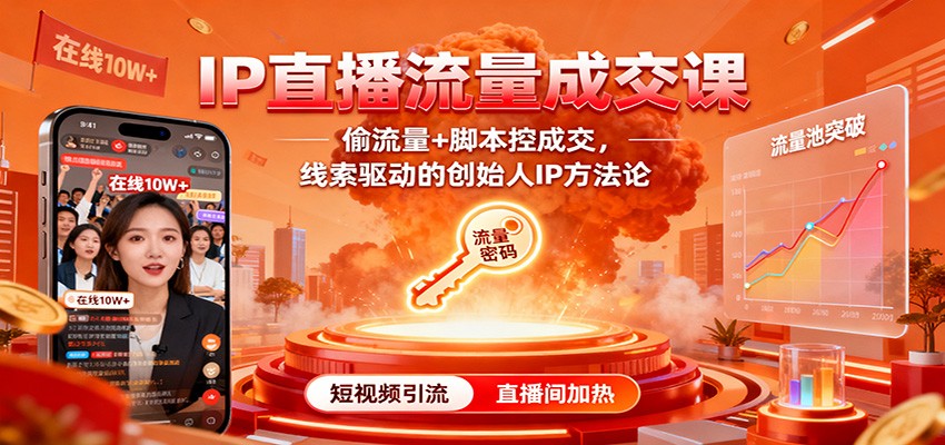 IP直播流量成交课:偷流量+脚本控成交,线索驱动的创始人IP方法论-财流引擎