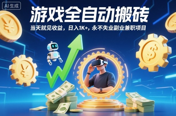 游戏全自动搬砖，当天就见收益，日入1K+，永不失业副业兼职项目【揭秘】-财流引擎