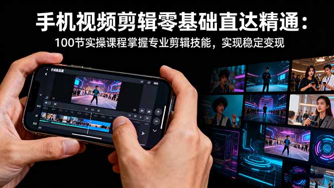 手机视频剪辑零基础直达精通：100节实操课程掌握专业剪辑技能，实现稳...-财流引擎