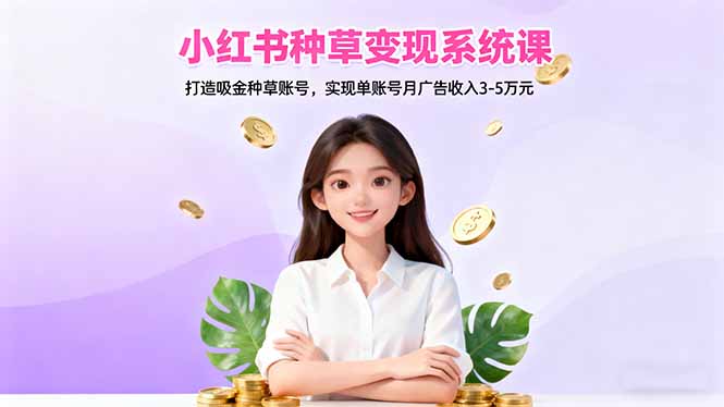 小红书种草变现系统课：打造吸金种草账号，实现单账号月广告收入3-5万元-财流引擎