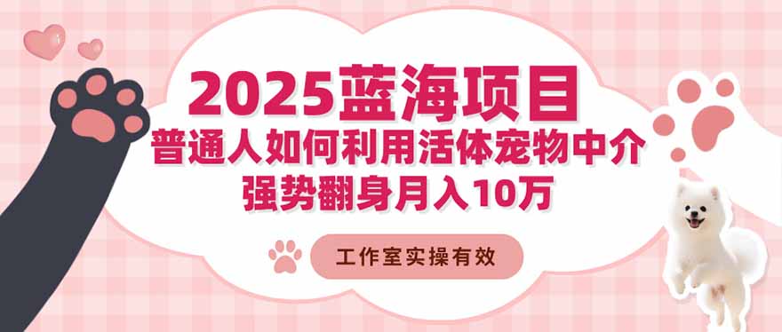 2025蓝海项目:普通人如何利用活体宠物中介,强势翻身月入10万-财流引擎