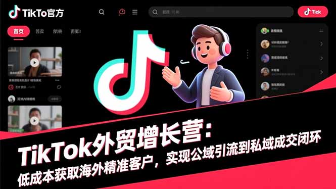 TikTok外贸增长营:低成本获取海外精准客户,实现公域引流到私域成交闭环-财流引擎