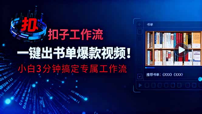 利用扣子工作流一键生成书单爆款视频,小白三分钟搞定专属工作流-财流引擎