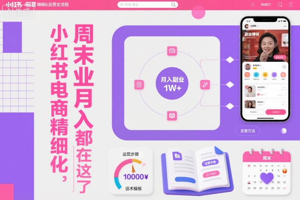 小红书电商精细化运营全流程，周末副业月入1W+，全套方法都在这了-财流引擎