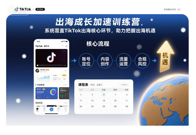 出海成长加速训练营,系统覆盖TikTok出海核心环节,助力把握出海机遇(更新)-财流引擎
