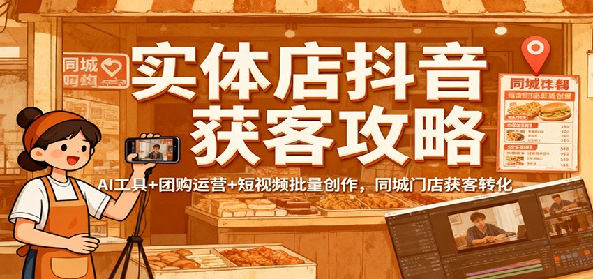 实体店抖音获客攻略：AI工具+团购运营+短视频批量创作，同城门店获客转化-财流引擎